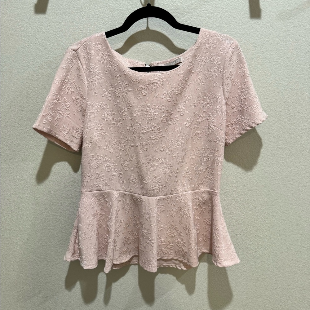 Forever 21 Pink Blush Floral Peplum Top